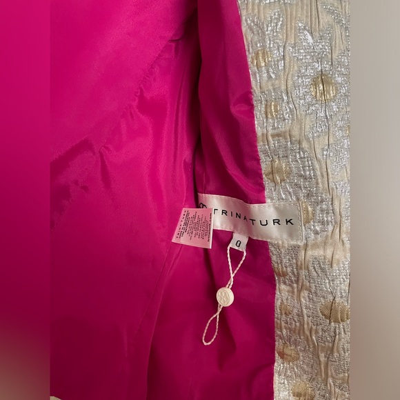 NWT TRINA TURK Lined Shiny Blazer metallic daisy jacquard Style 17R401 - Picture 10 of 12